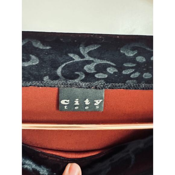 Y2K Velvet Burnout Long Sleeve Top Size Medium Fringe Gothic Grunge Whimsygoth - Picture 5 of 10